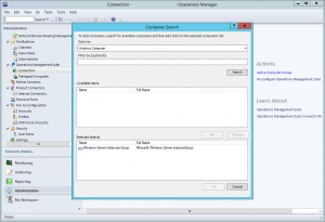 Select the computers or groups with which you will test OMS