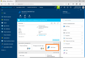 The "OMS Portal" button in the Azure portal
