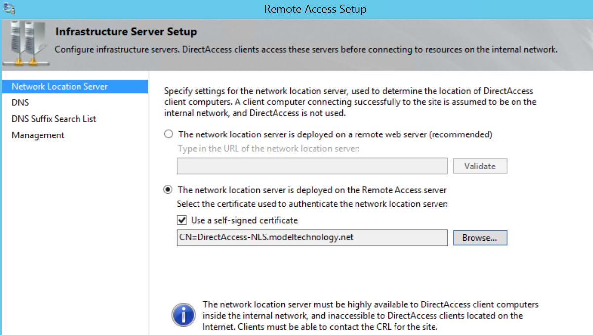 Net location. Remote access. Location Server. Direct access. Direct access Windows 10.